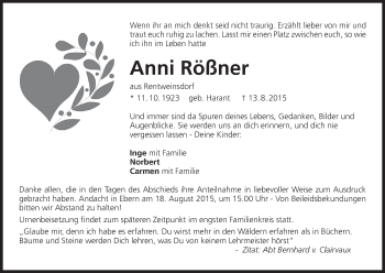 Anzeige von Anni Rößner von MGO