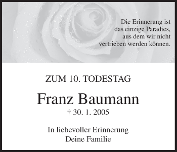 Anzeige von Franz Baumann von MGO