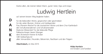 Anzeige von Ludwig Hertlein von MGO