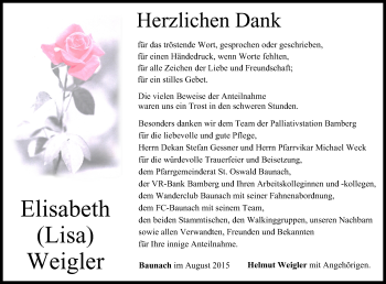 Anzeige von Elisabeth Weigler von MGO