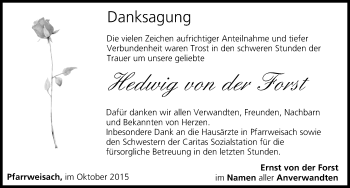 Anzeige von Hedwig von der Forst von MGO