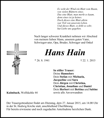 Anzeige von Hans Hain von MGO