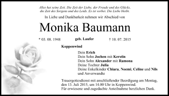 Anzeige von Monika Baumann von MGO