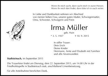 Anzeige von Irma Müller von MGO