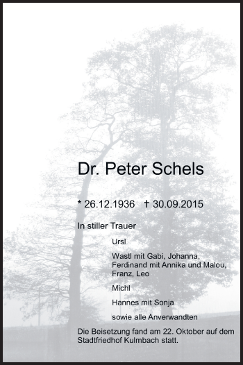 Anzeige von Peter Schels von MGO