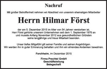 Anzeige von Hilmar Först von MGO