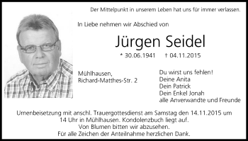 Anzeige von Jürgen Seidel von MGO