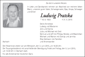 Anzeige von Ludwig Pratska von MGO