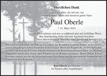 Anzeige von Paul Oberle von MGO
