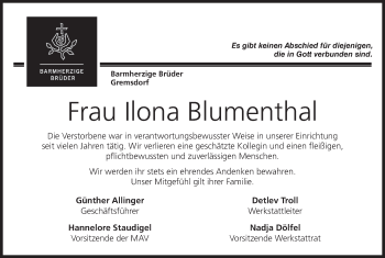Anzeige von Ilona Blumenthal von MGO
