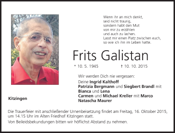 Anzeige von Frits Galistan von MGO