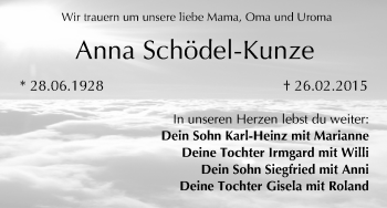 Anzeige von Anna Schödel-Kunze von MGO