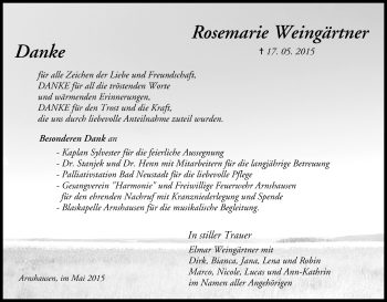 Anzeige von Rosemarie Weingärtner von MGO