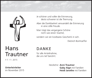 Anzeige von Hans Trautner von MGO