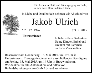 Anzeige von Jakob Ulrich von MGO