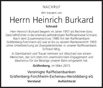 Anzeige von Heinrich Burkard von MGO