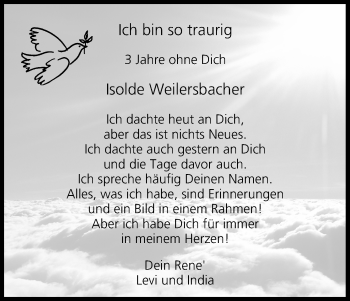Anzeige von Isolde Weilersbacher von MGO