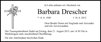 Anzeige von Barbara Drescher von MGO