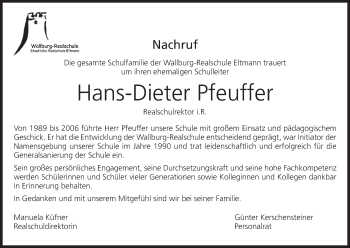 Anzeige von Hans-Dieter Pfeuffer von MGO