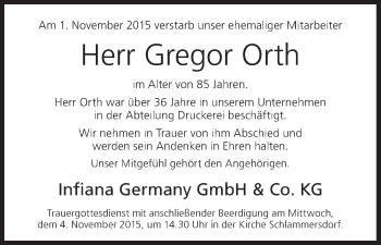 Anzeige von Gregor Orth von MGO