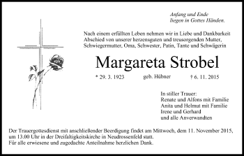 Anzeige von Margareta Strobel von MGO