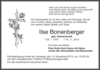 Anzeige von Ilse Bonenberger von MGO
