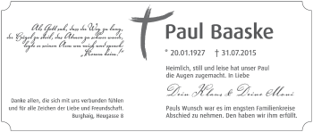 Anzeige von Paul Baaske von MGO