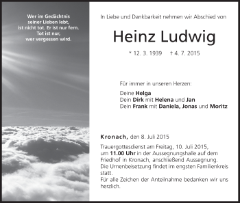 Anzeige von Heinz Ludwig von MGO