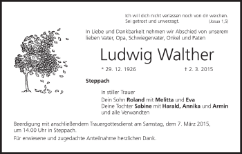 Anzeige von Ludwig Walther von MGO