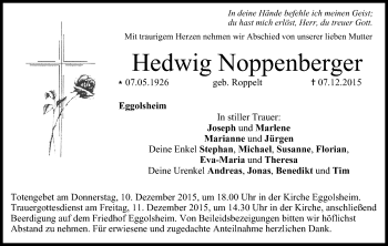 Anzeige von Hedwig Noppenberger von MGO