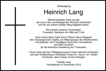 Anzeige von Heinrich Lang von MGO
