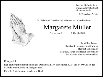 Anzeige von Margarete Müller von MGO