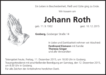 Anzeige von Johann Roth von MGO