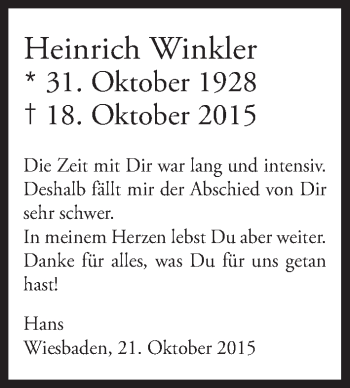 Anzeige von Heinrich Winkler von MGO