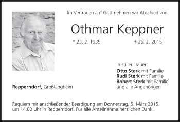 Anzeige von Othmar Keppner von MGO