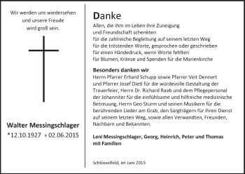 Anzeige von Walter Messingschlager von MGO