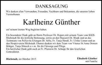Anzeige von Karlheinz Günther von MGO