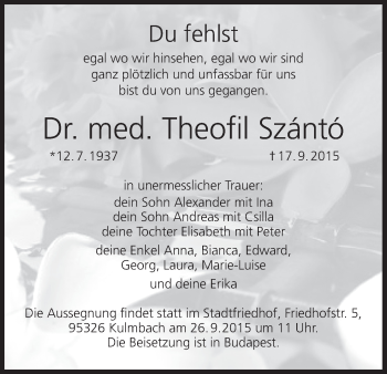 Anzeige von Theofil Szántó von MGO