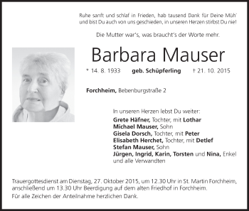Anzeige von Barbara Mauser von MGO
