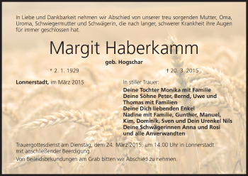 Anzeige von Margit Haberkamm von MGO