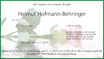 Anzeige von Helmut Hofmann-Behringer von MGO