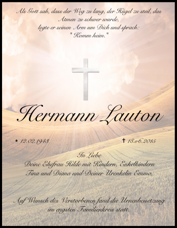 Anzeige von Hermann Lauton von MGO