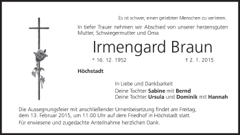 Anzeige von Irmengard Braun von MGO