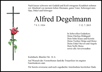 Anzeige von Alfred Degelmann von MGO