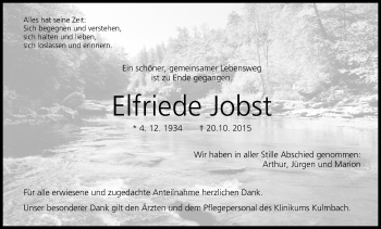 Anzeige von Elfriede Jobst von MGO