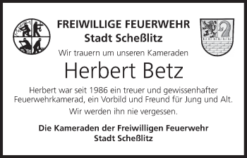 Anzeige von Herbert Betz von MGO
