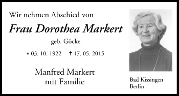 Anzeige von Dorothea Markert von MGO
