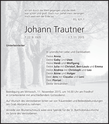 Anzeige von Johann Trautner von MGO