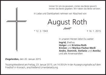 Anzeige von August Roth von MGO