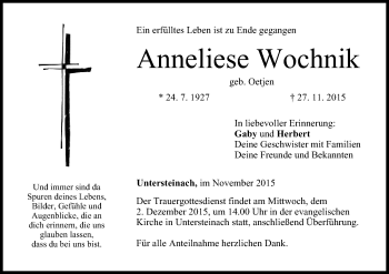 Anzeige von Anneliese Wochnik von MGO